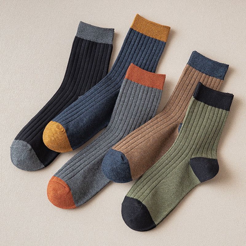Men's Socks Autumn and Winter Cotton Color Matching Basic All-Matching Tube Socks - Image 2