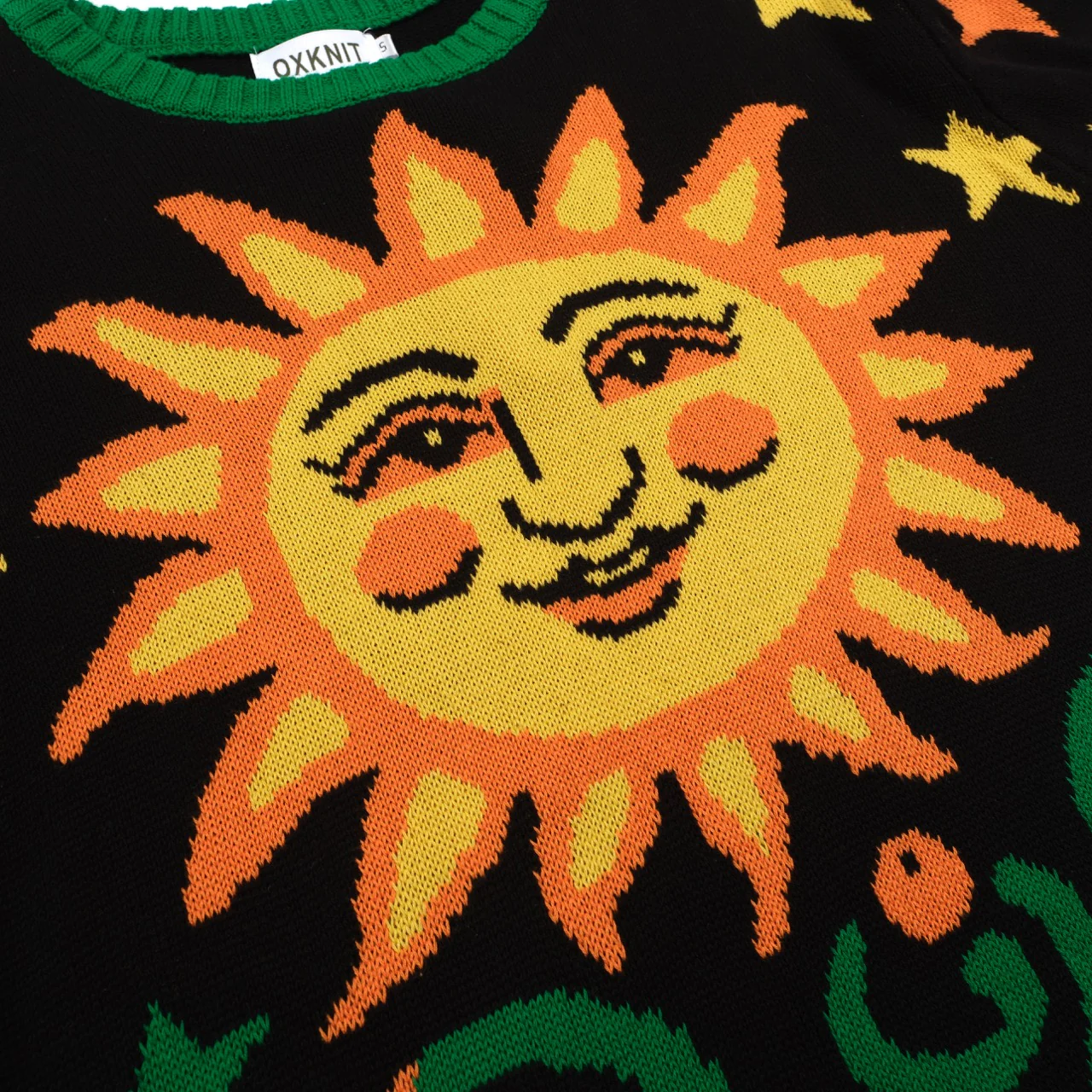 Men's vintage black sun graphic jacquard knitwear - Image 2
