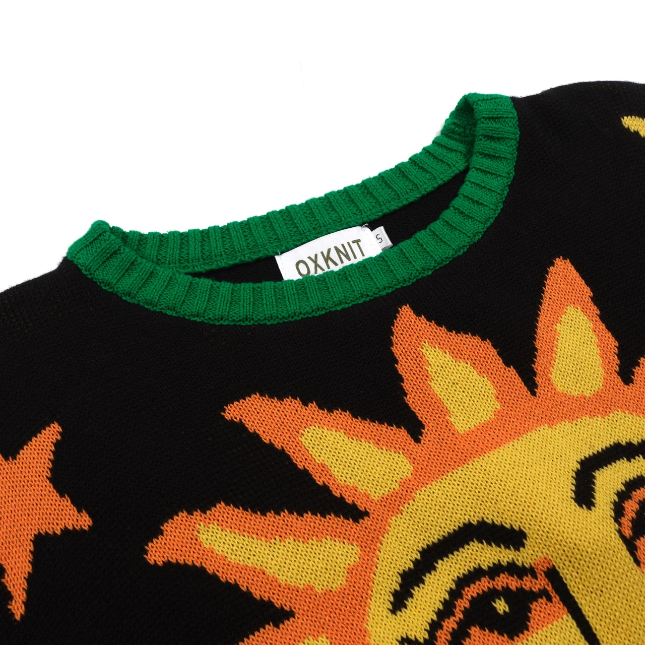 Men's vintage black sun graphic jacquard knitwear - Image 4
