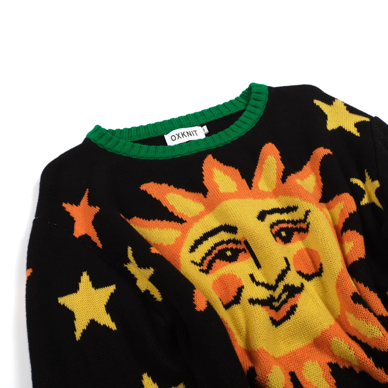 Men's vintage black sun graphic jacquard knitwear - Image 8