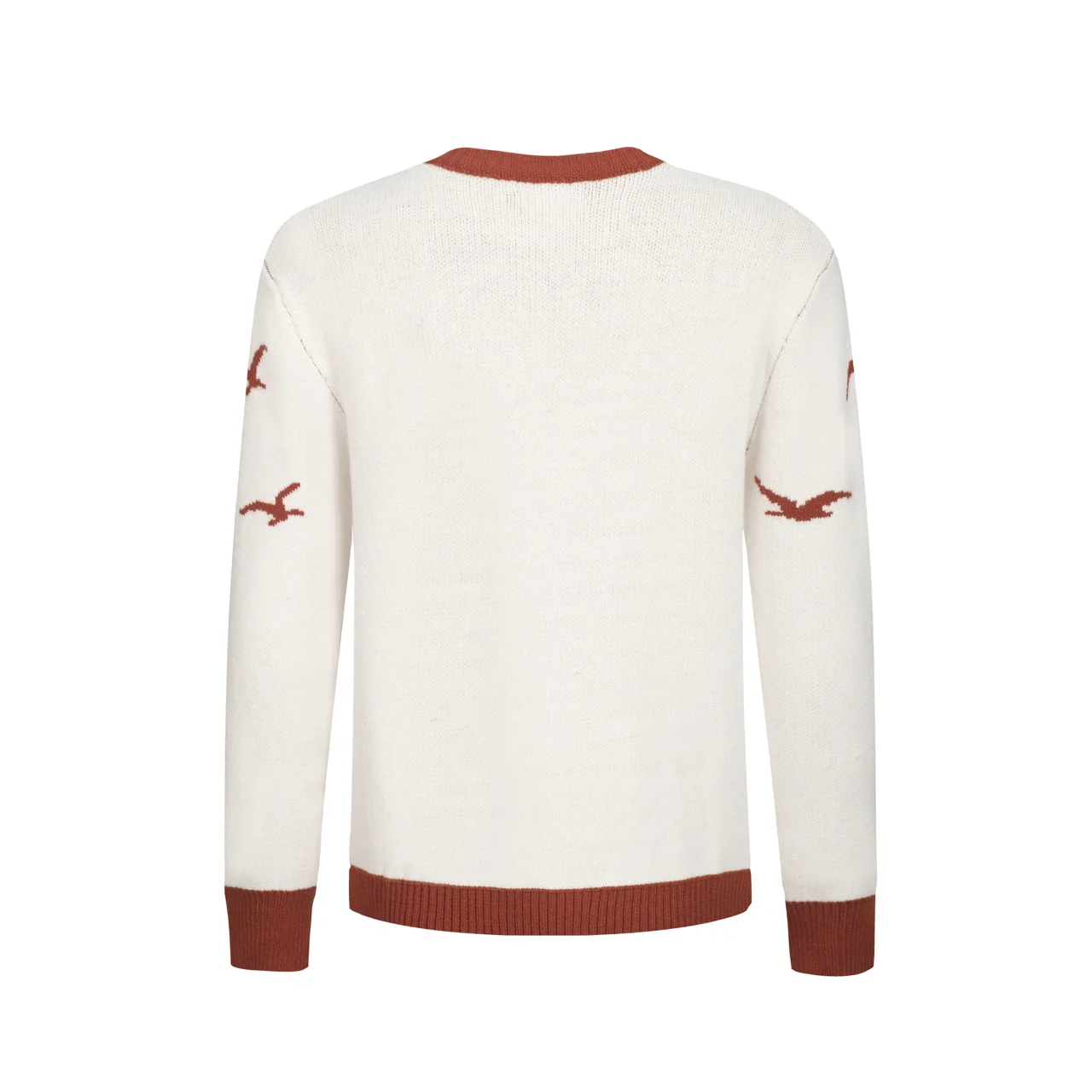 Men's red brown 1960s vintage jacquard sweater - Image 3