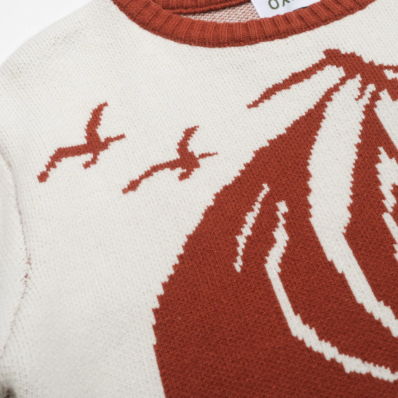 Men's red brown 1960s vintage jacquard sweater - Image 5