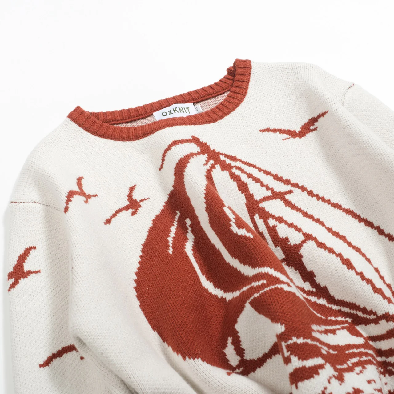 Men's red brown 1960s vintage jacquard sweater - Image 8