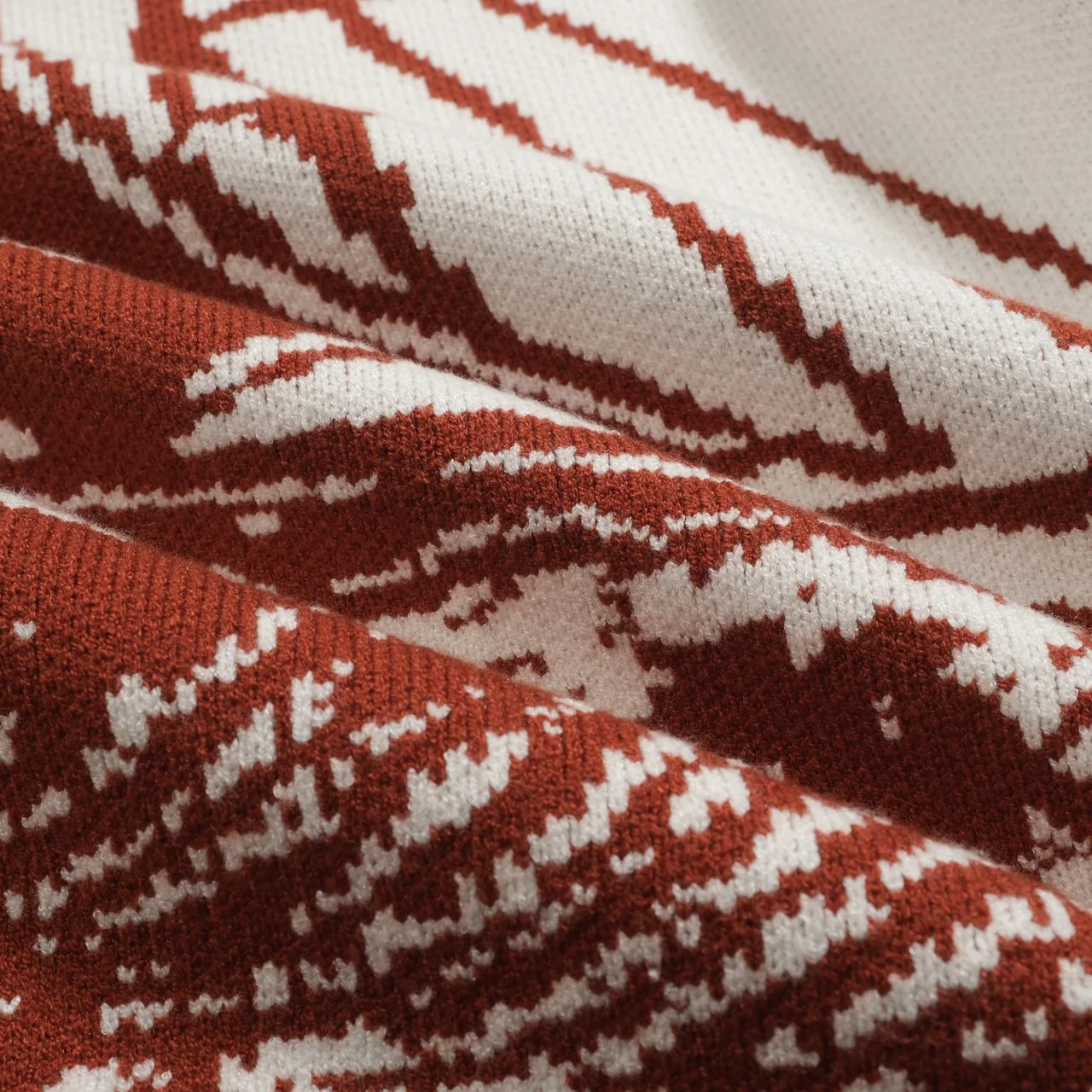 Men's red brown 1960s vintage jacquard sweater - Image 9