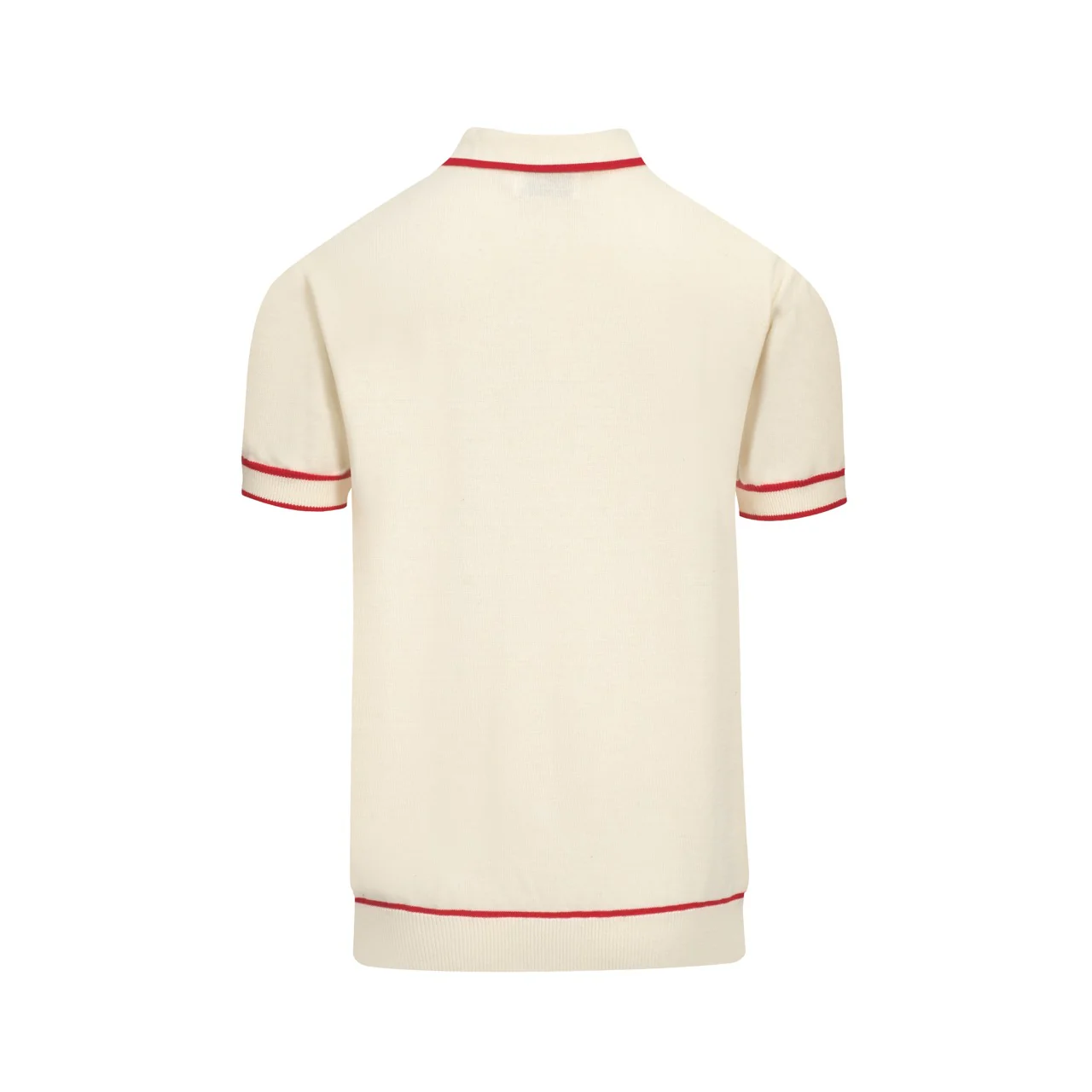 Men's white apricot 1976 V-neck knitted polo shirt - Image 3