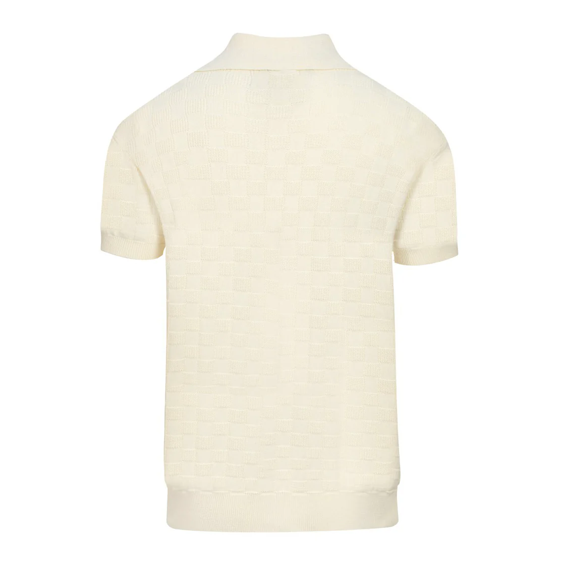 Men's white apricot retro texture V-neck polo shirt - Image 2