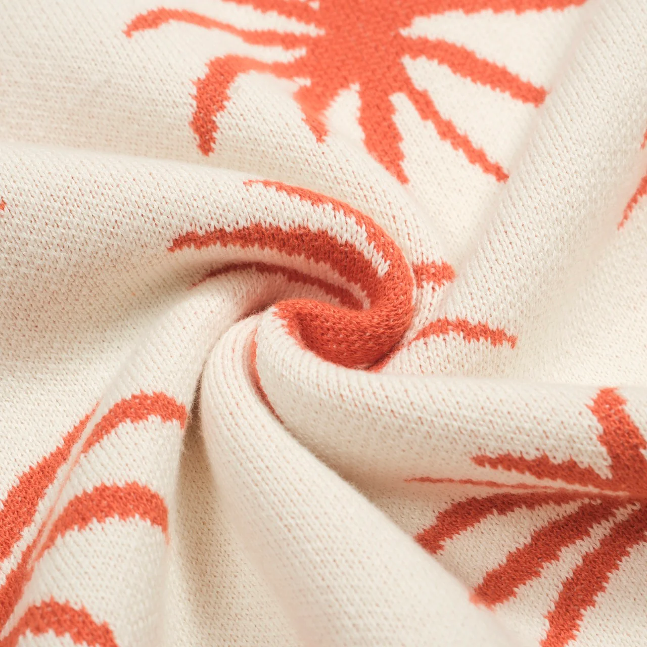 Men's white coconut tree tiger jacquard V-neck knitted polo shirt - Image 8