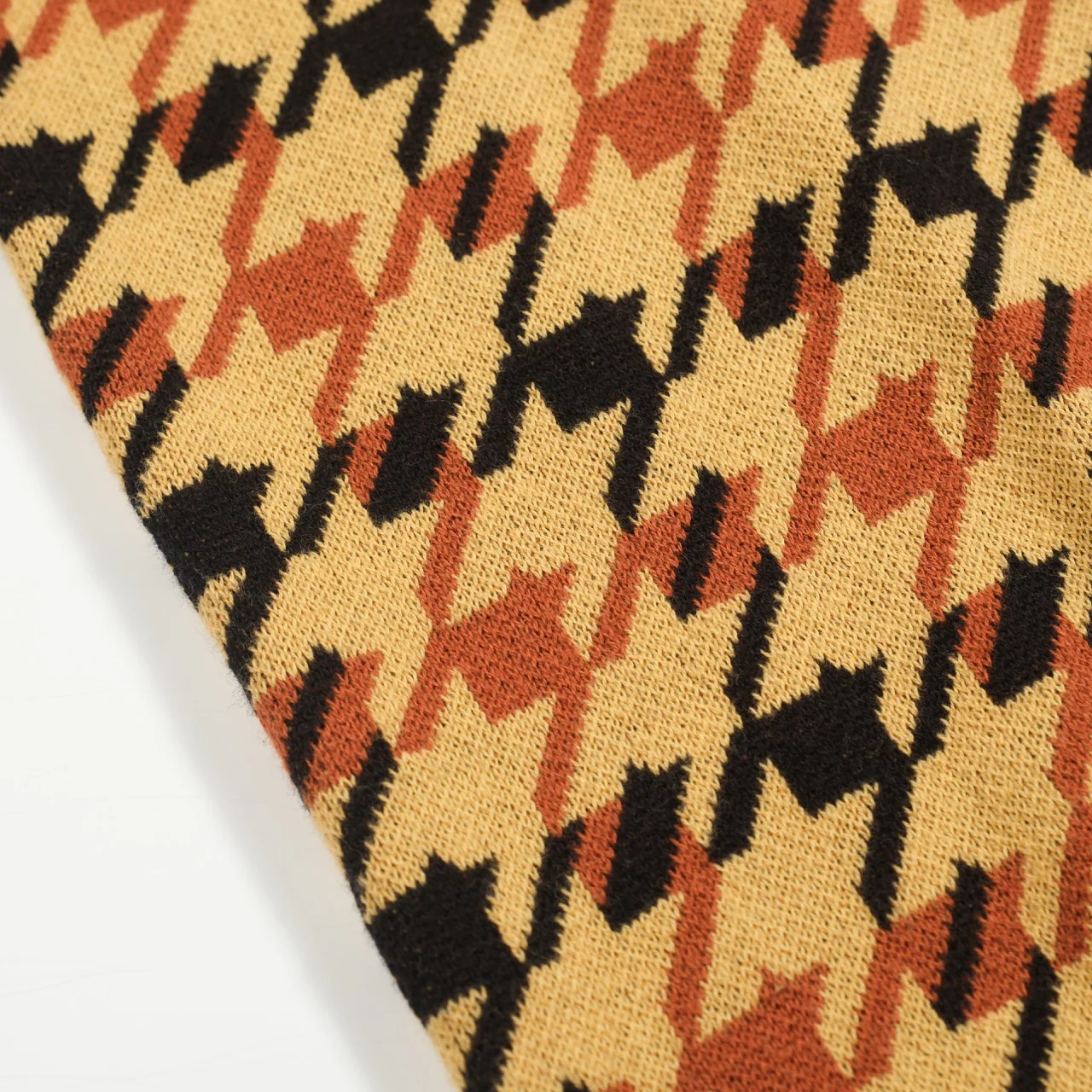 Men's yellow checkered jacquard vintage polo knitwear - Image 2