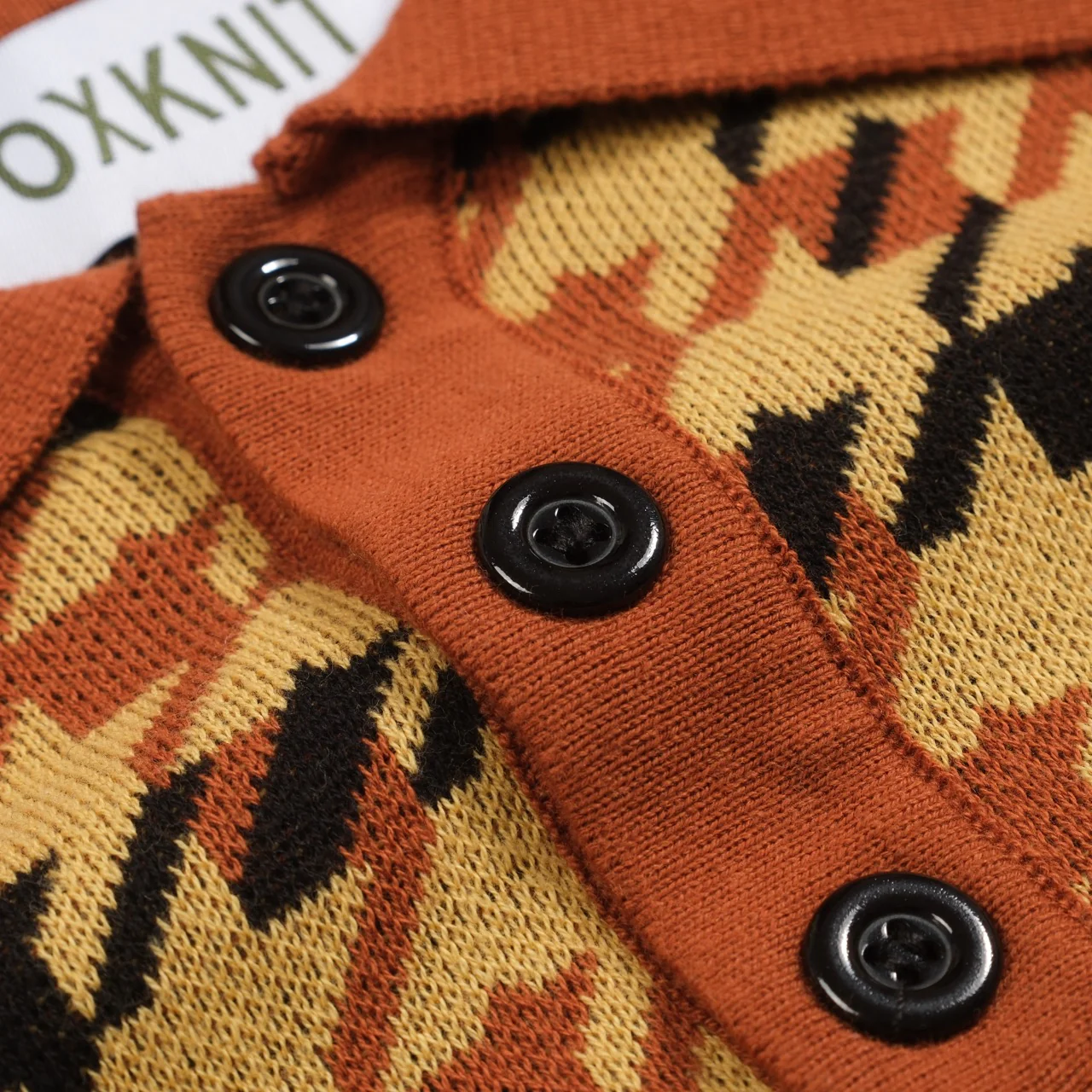 Men's yellow checkered jacquard vintage polo knitwear - Image 5