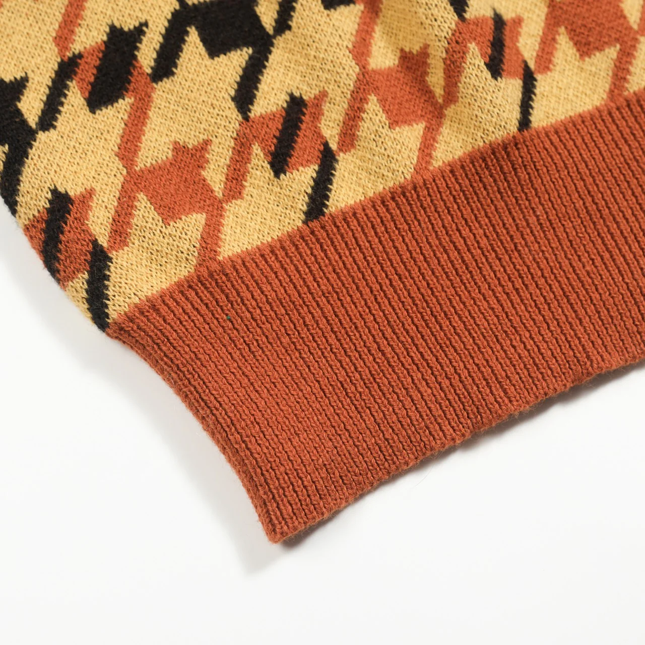 Men's yellow checkered jacquard vintage polo knitwear - Image 7