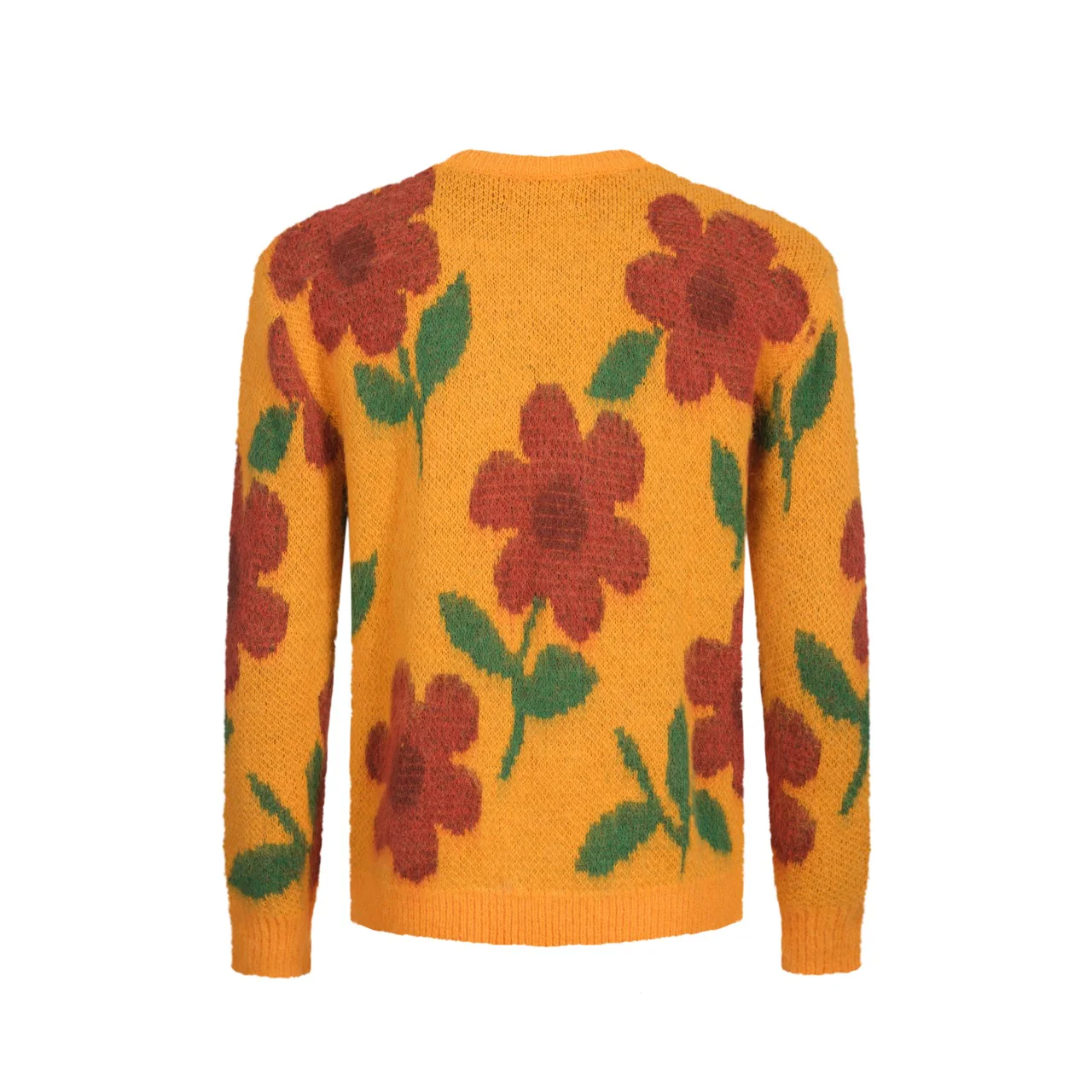 Men's yellow jacquard plush vintage knitted sweater - Image 3