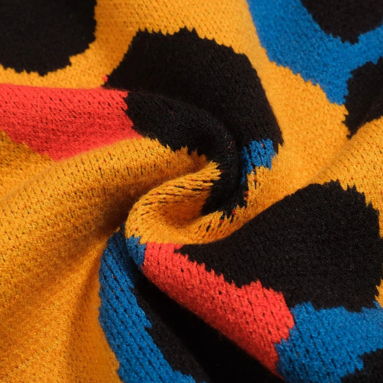Men's yellow leopard print vintage jacquard sweater jacket - Image 10