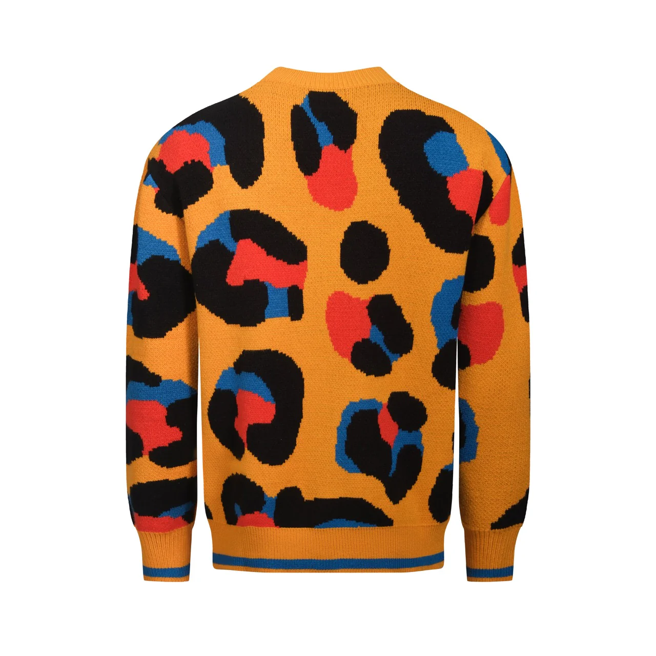 Men's yellow leopard print vintage jacquard sweater jacket - Image 3