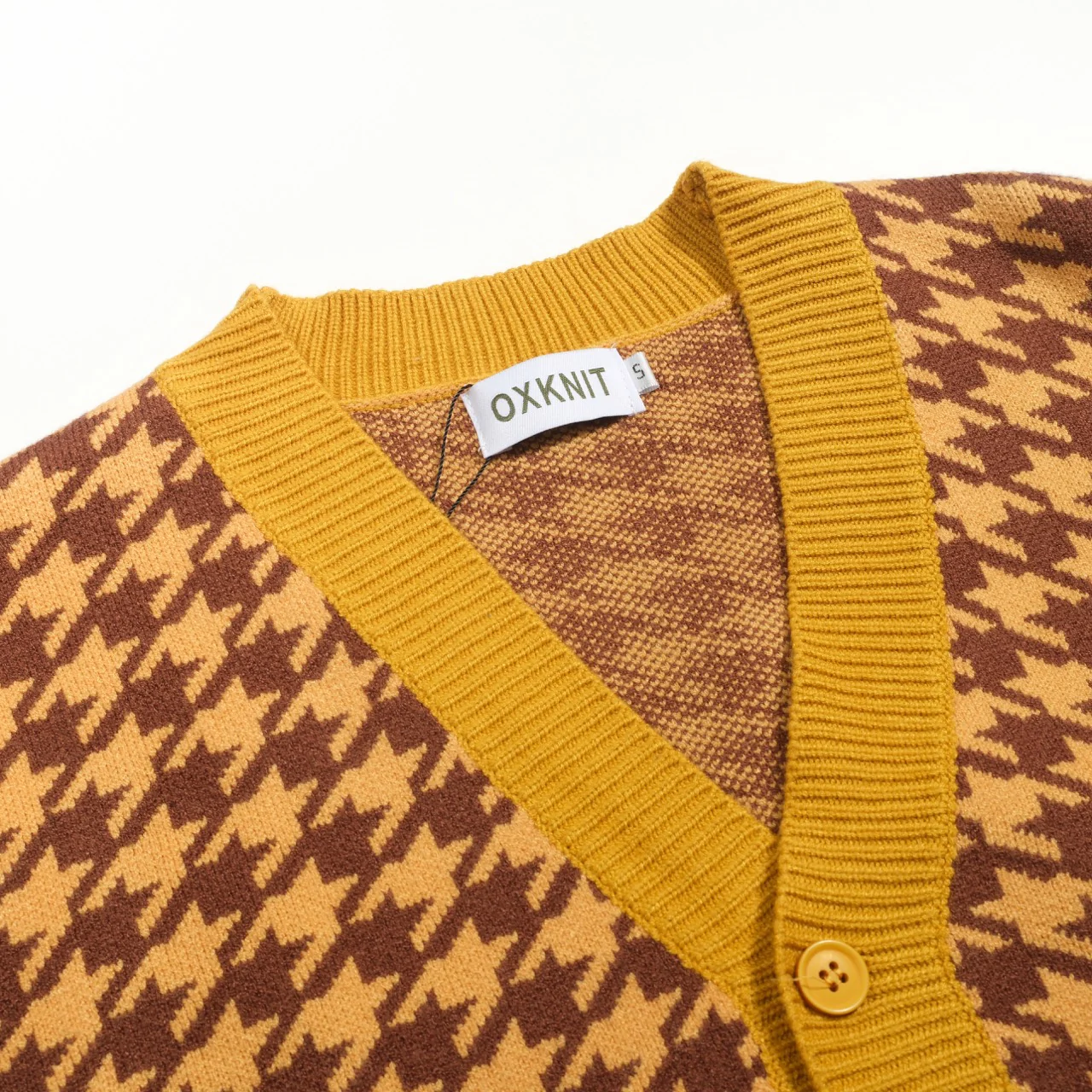Men's yellow primrose jacquard sweater jacket - Image 4