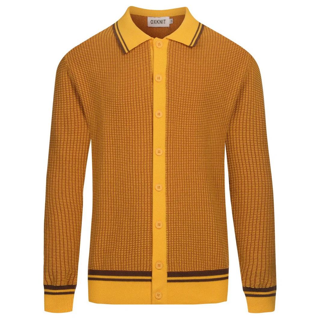 Men's yellow retro fashionable street art cardigan