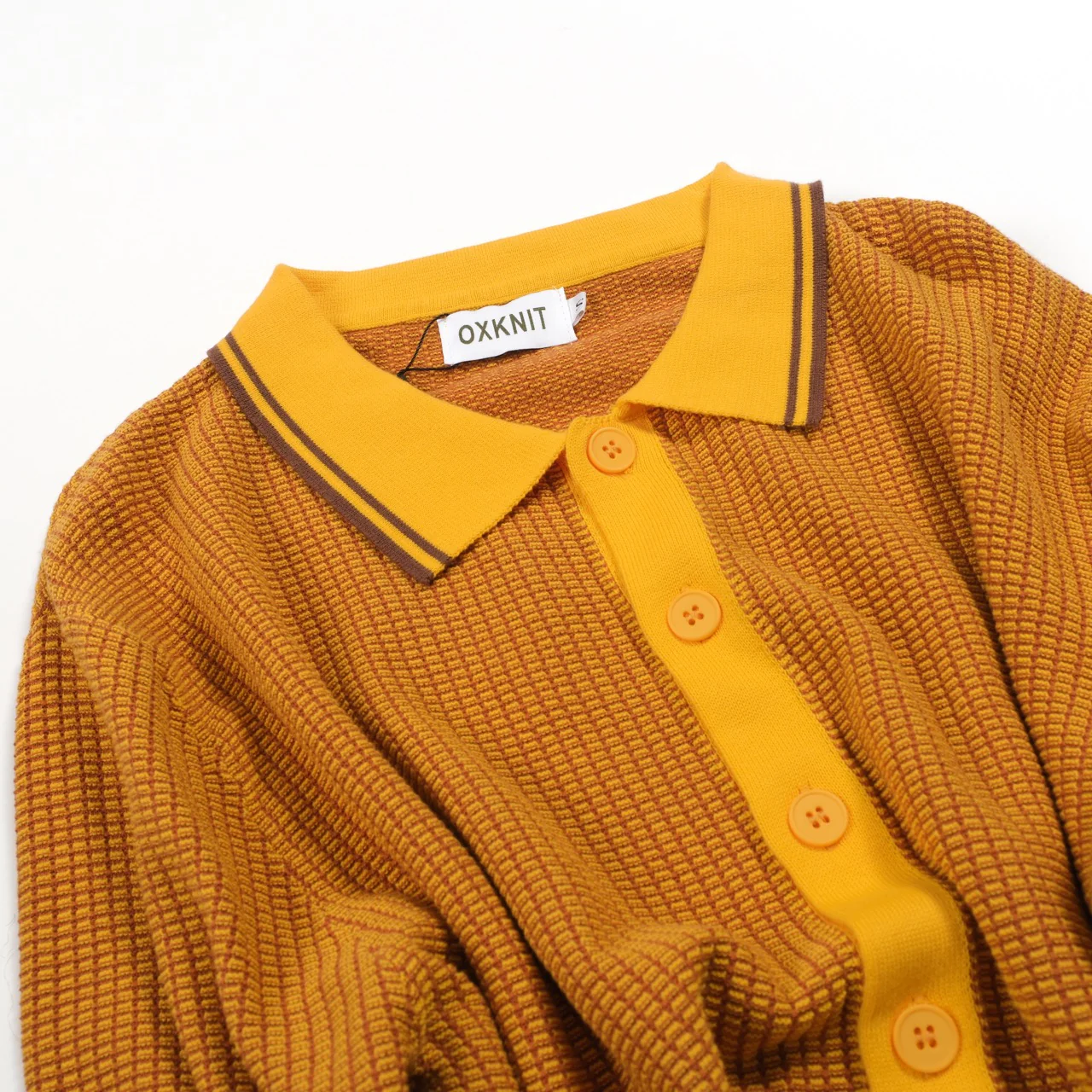 Men's yellow retro fashionable street art cardigan - Image 9