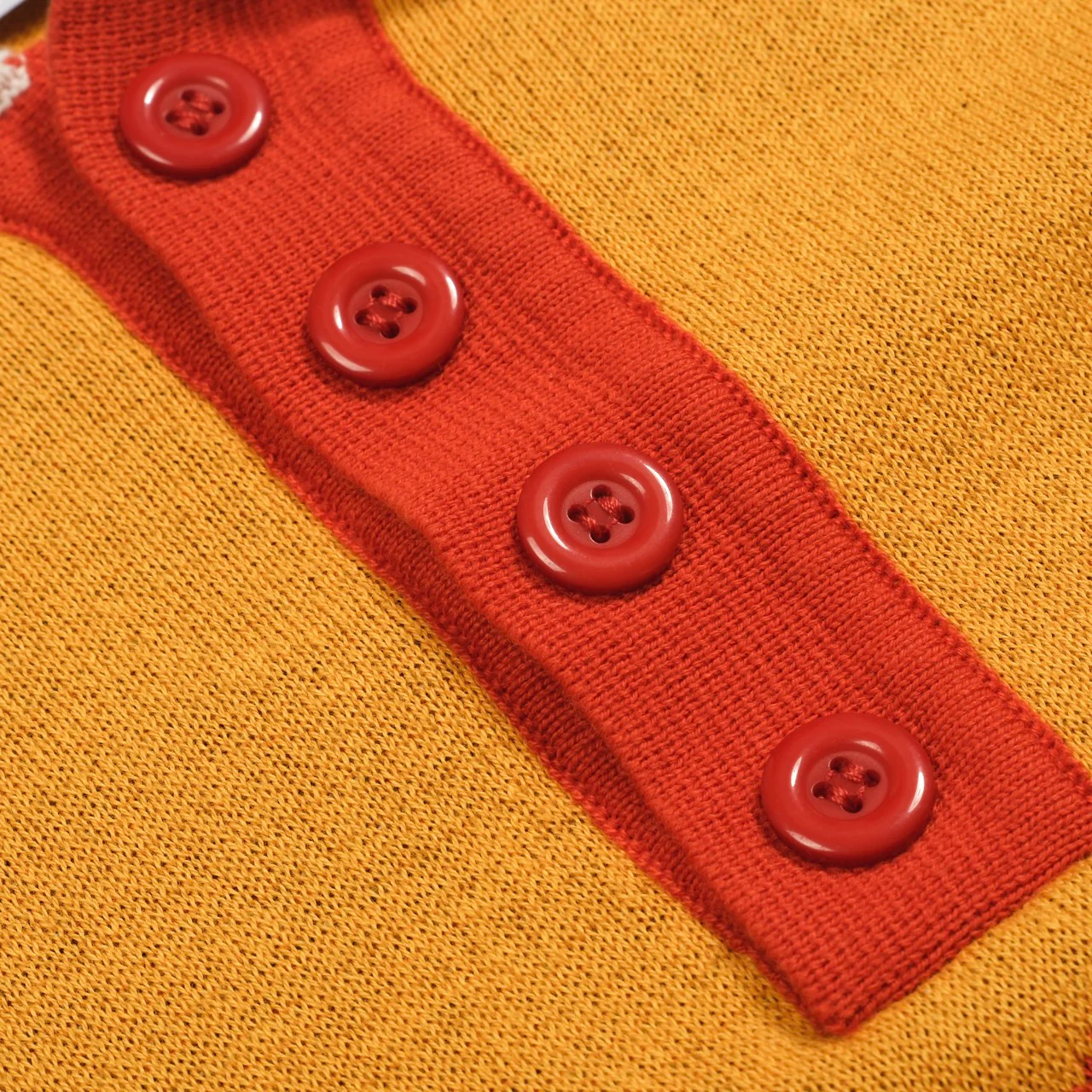 Men's yellow tiger Jacquard vintage knit polo shirt - Image 5