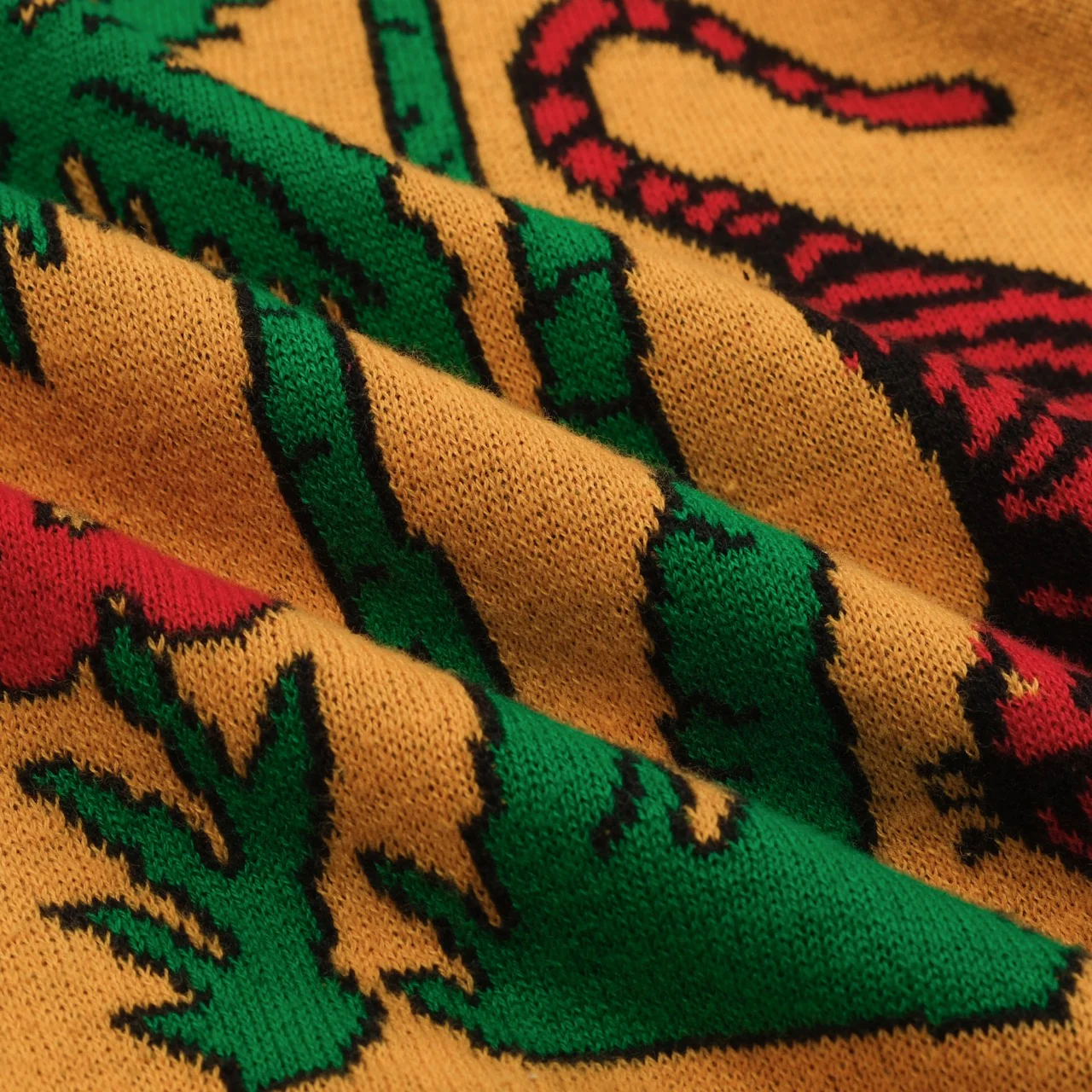 Men's yellow tiger Plant jacquard vintage knit cardigan - Image 9