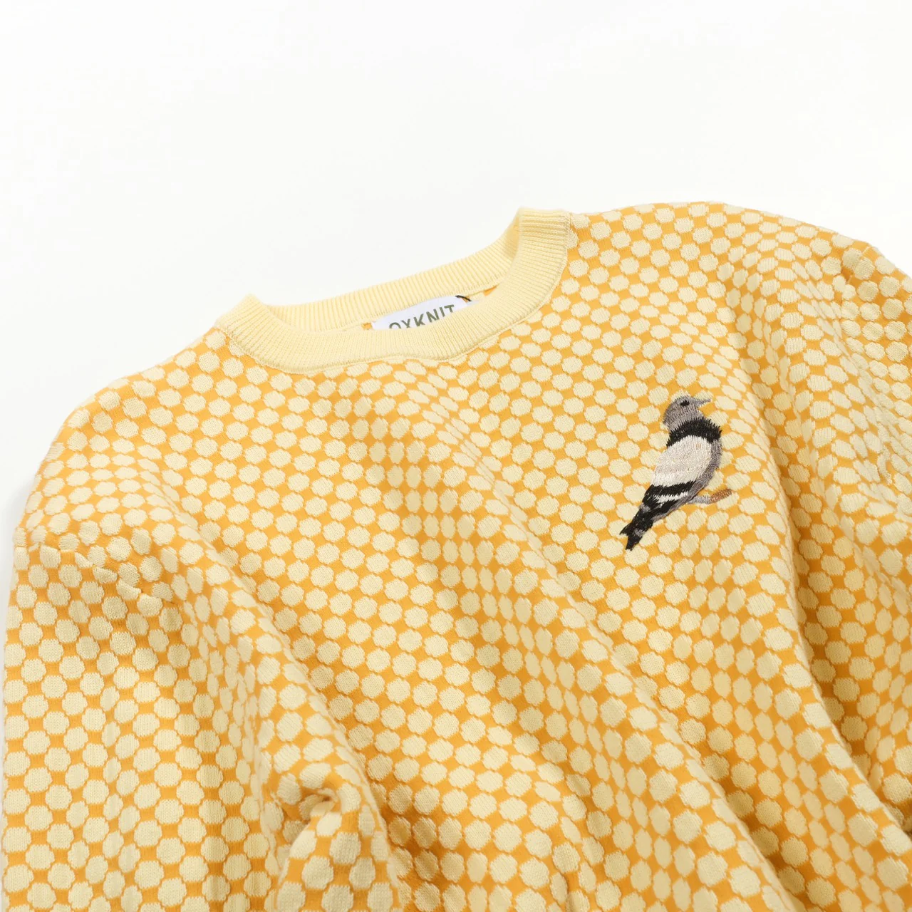 Men's yellow vintage jacquard embroidered knitted T-shirt - Image 7