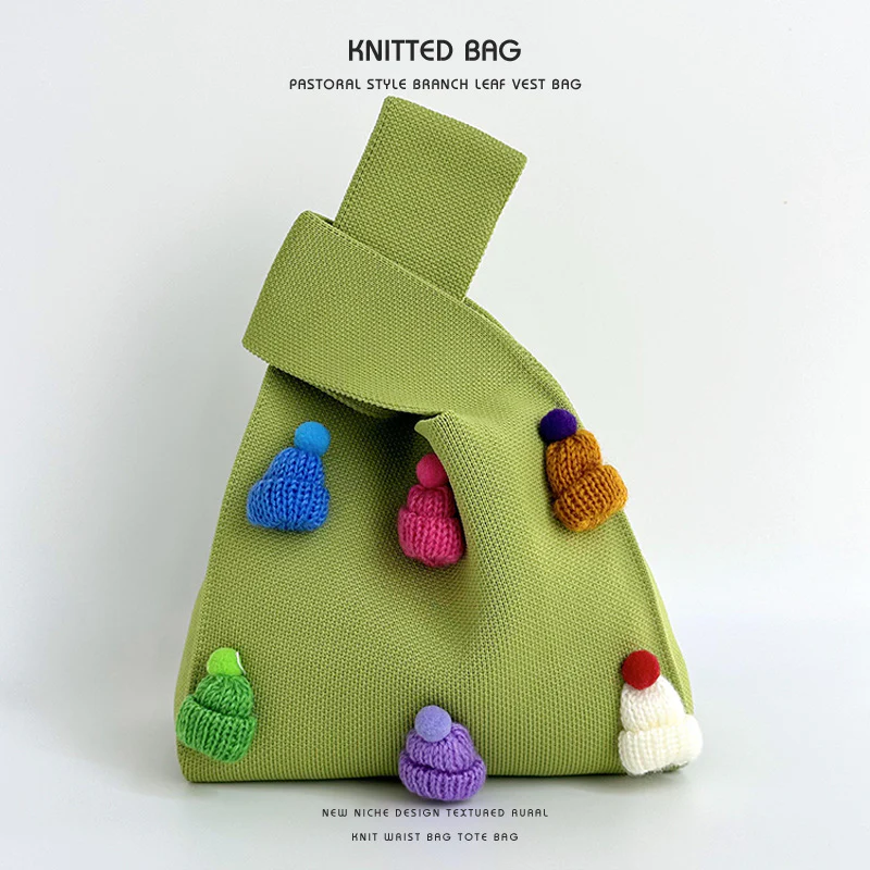 Multicolor hat shoulder bag handbag knitted bag - Image 12