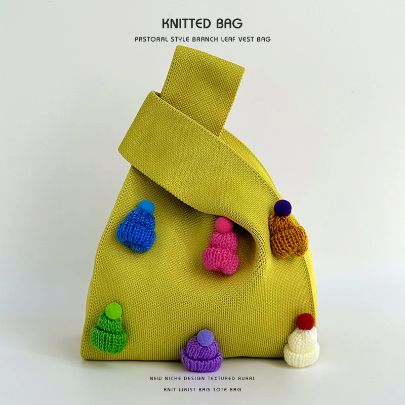 Multicolor hat shoulder bag handbag knitted bag - Image 15