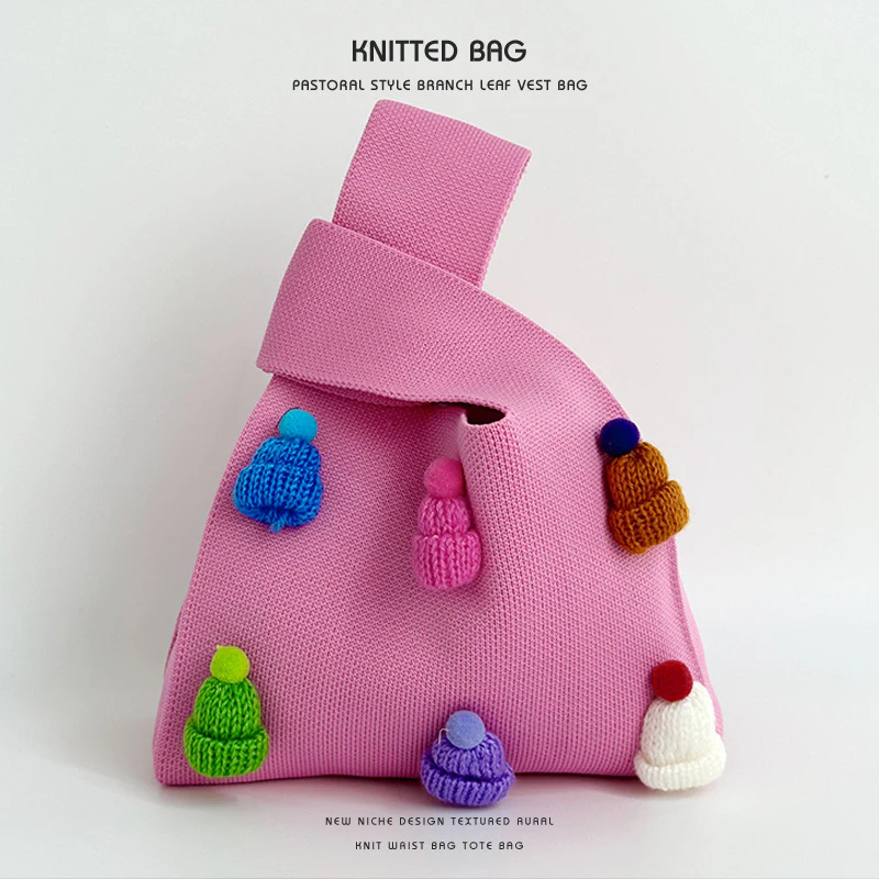 Multicolor hat shoulder bag handbag knitted bag - Image 17