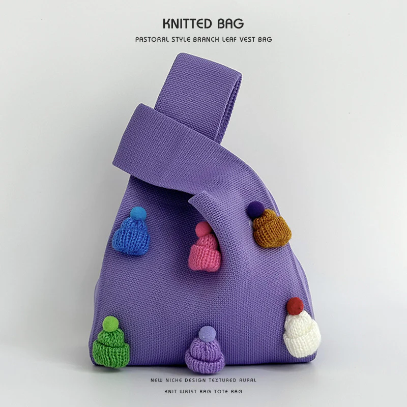 Multicolor hat shoulder bag handbag knitted bag - Image 18