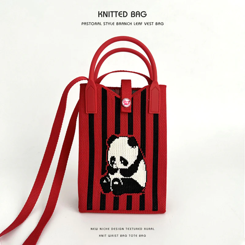 Panda series knitted bag mobile phone bag handbag - Image 8