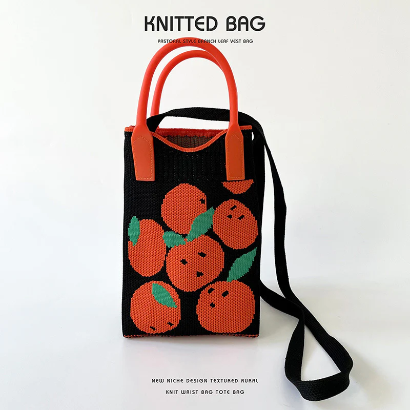 Pink Heart Shape Mini Phone Bag Knit Tote - Image 47