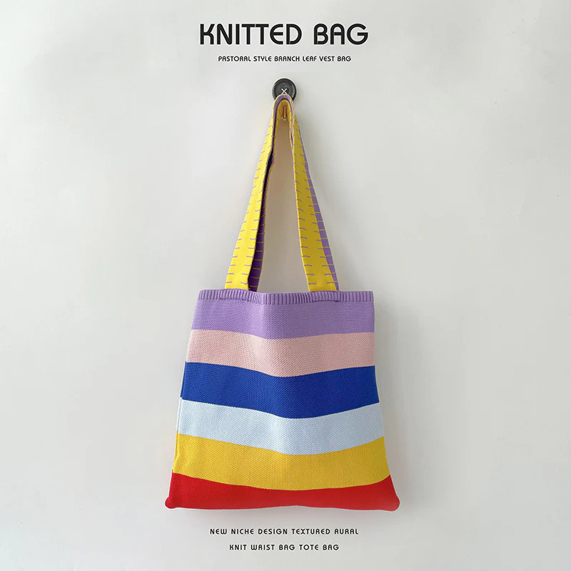Rainbow Knit Shoulder Handbag - Image 10