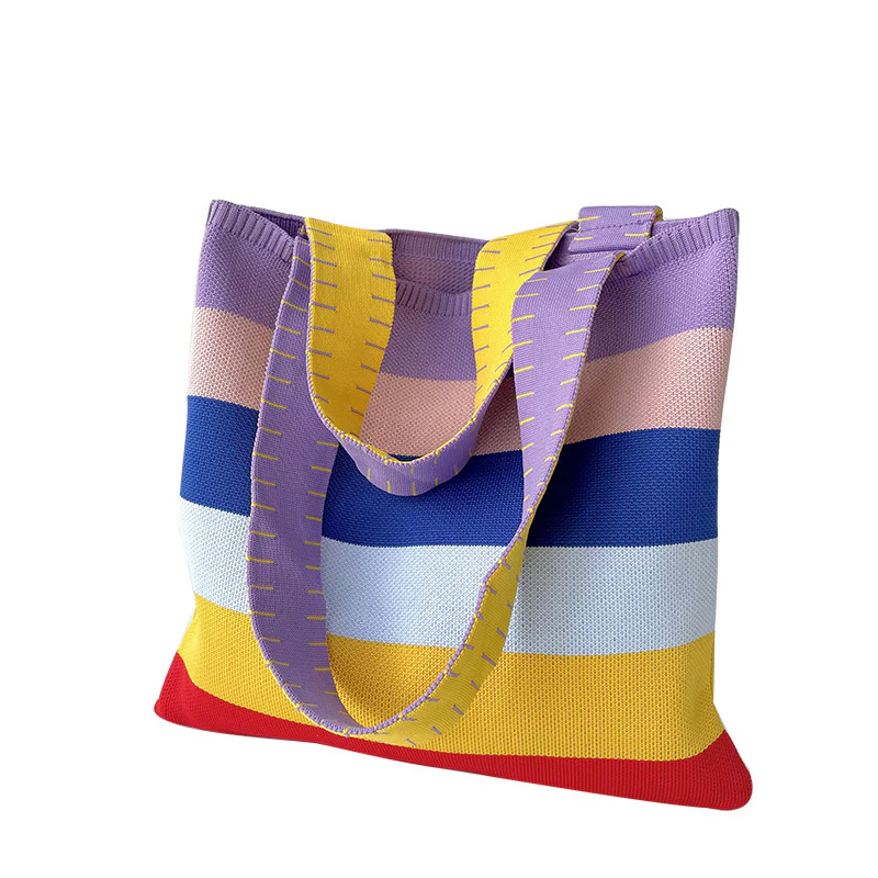 Rainbow Knit Shoulder Handbag - Image 6
