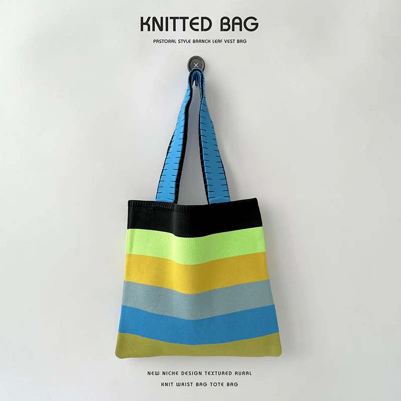 Rainbow Knit Shoulder Handbag - Image 8