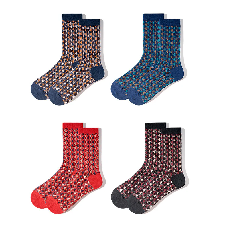 Retro Diamond Plaid Tube Socks - Image 2