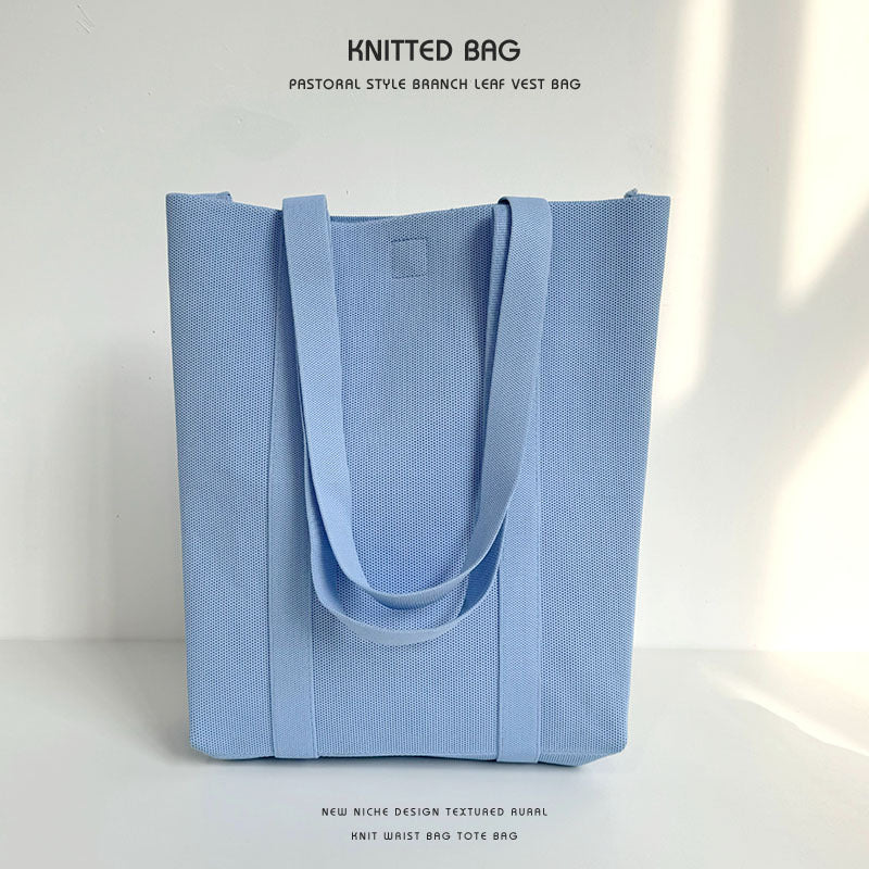 Solid color knitted tote bag - Image 12