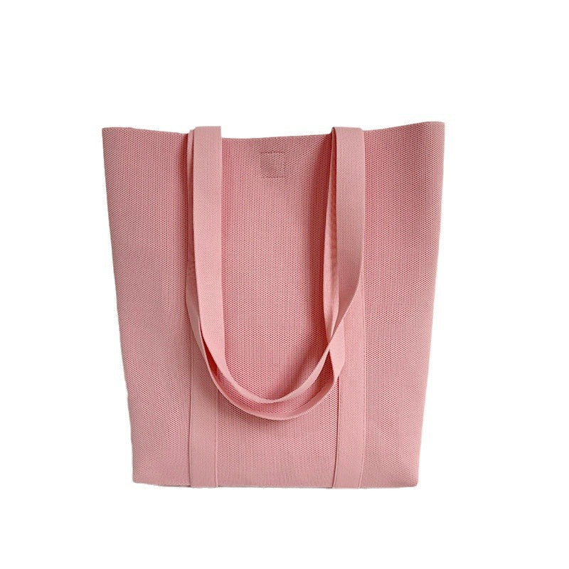 Solid color knitted tote bag - Image 6