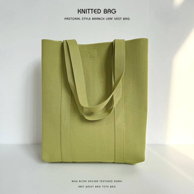 Solid color knitted tote bag - Image 9