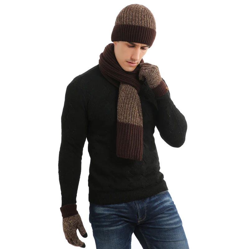Thermal Suit Men's and Women's Hats Scarf Gloves Three-Piece Set - Image 2