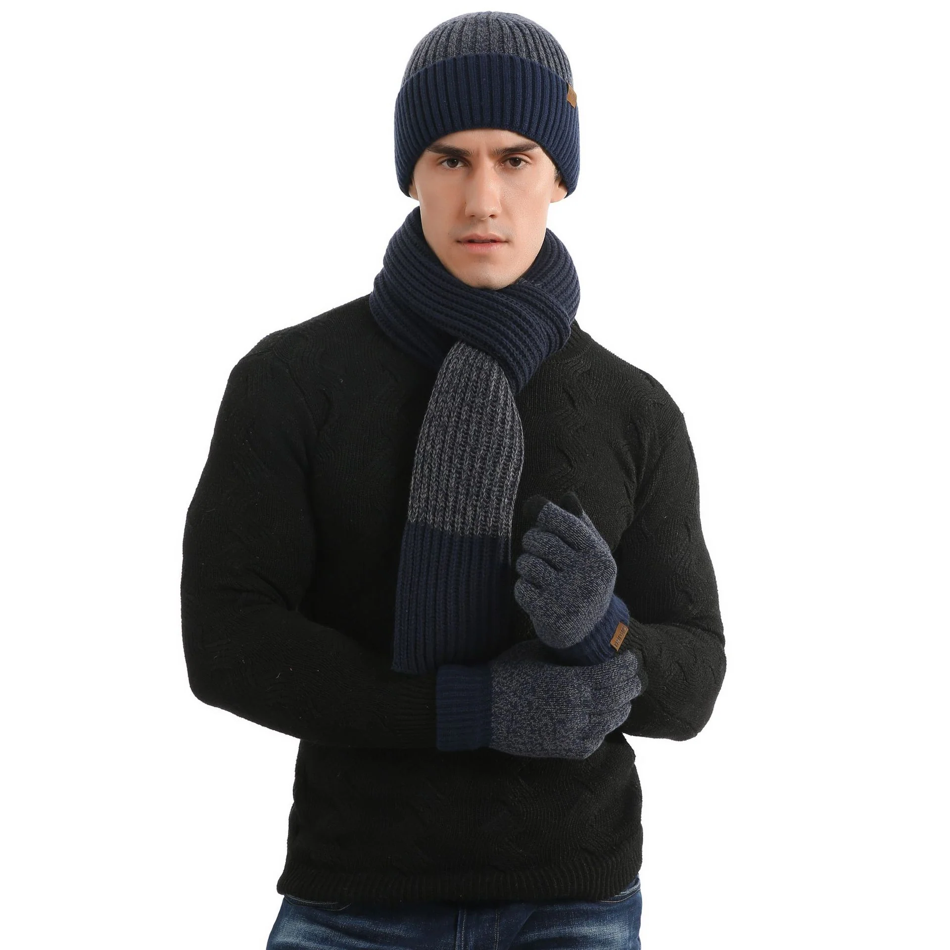 Thermal Suit Men's and Women's Hats Scarf Gloves Three-Piece Set - Image 7