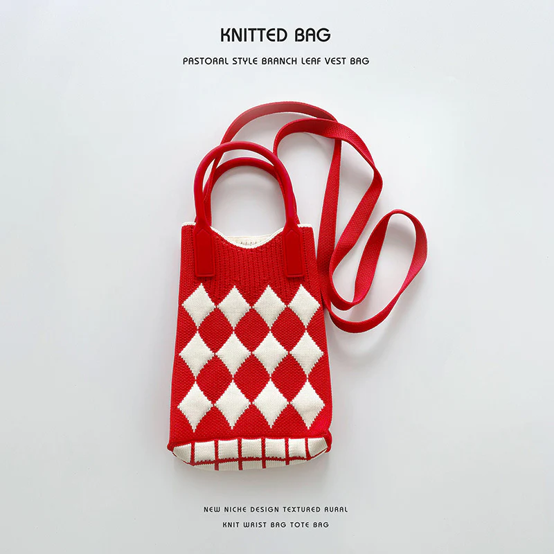 Vintage Diamond Knit Crossbody Phone Bag - Image 13