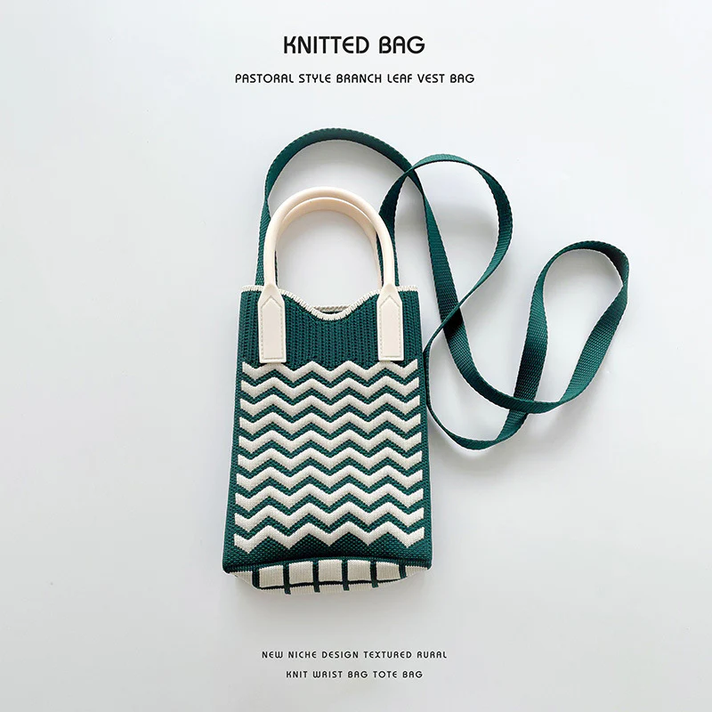 Vintage Diamond Knit Crossbody Phone Bag - Image 26