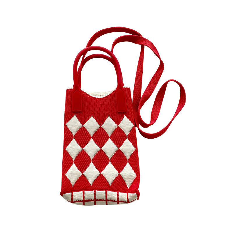 Vintage Diamond Knit Crossbody Phone Bag - Image 6