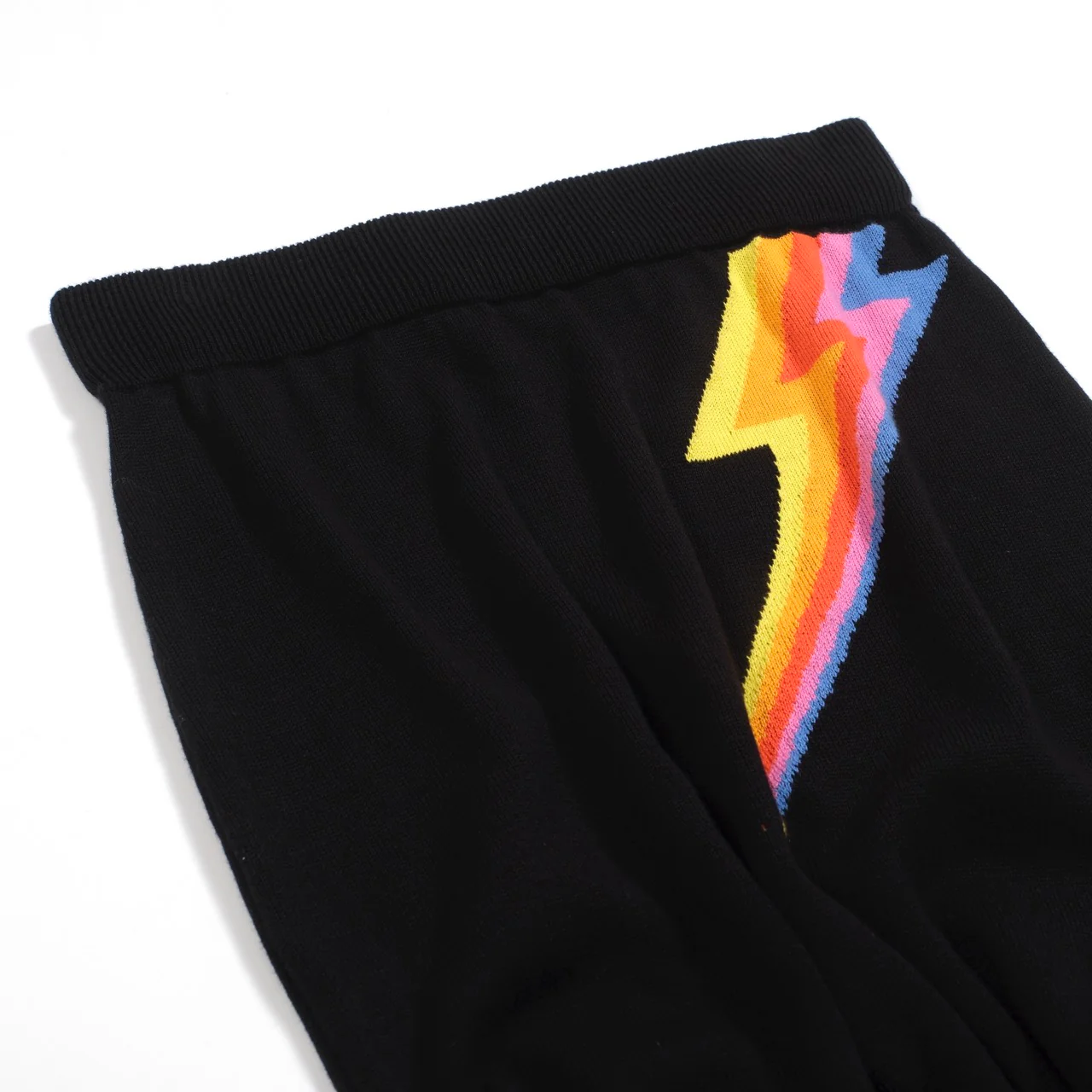 Women’s Black Knit Set with Colorful Lightning Graphic – Crop Top & Pencil Skirt - Image 11