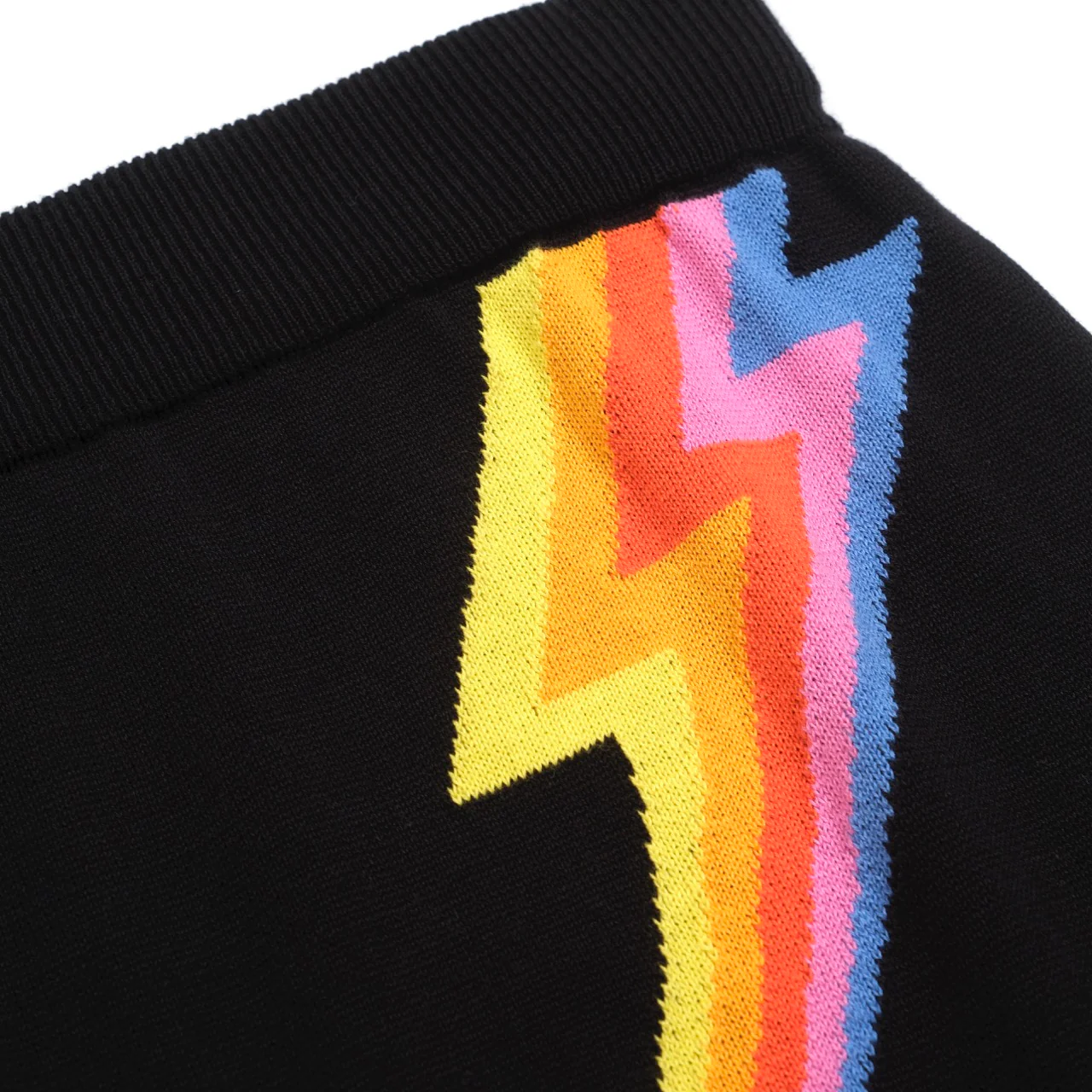 Women’s Black Knit Set with Colorful Lightning Graphic – Crop Top & Pencil Skirt - Image 8