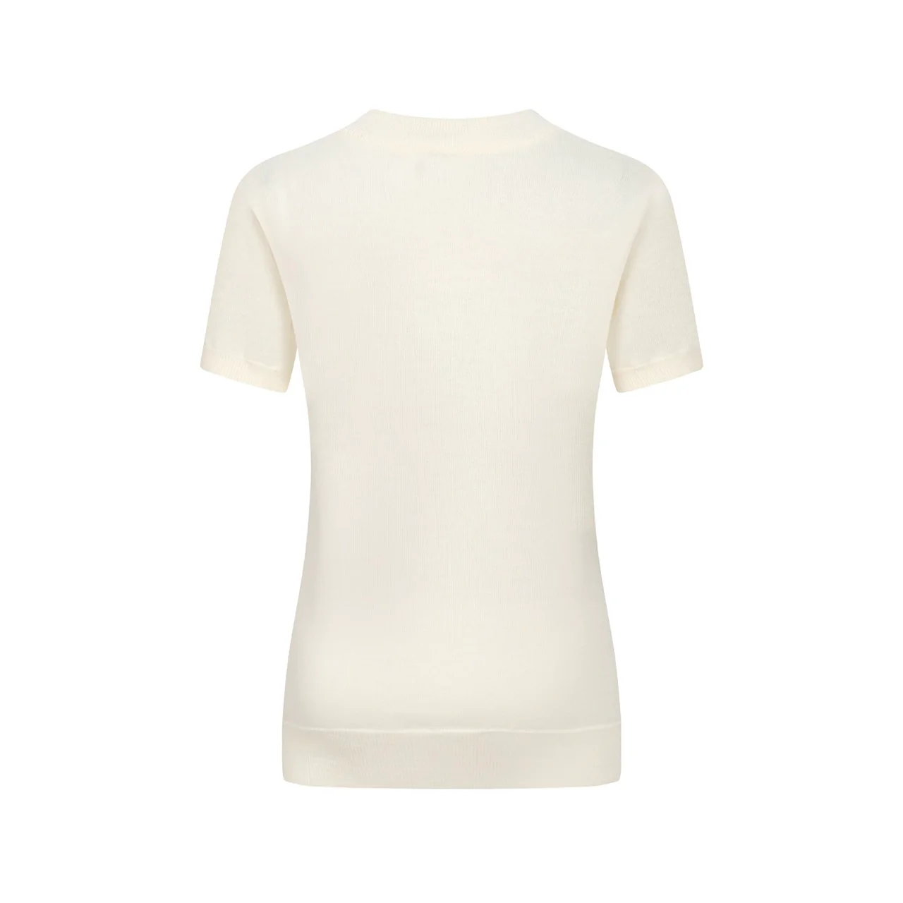 Women’s French Bulldog Knit Tee – Cream Short Sleeve Top - Image 2
