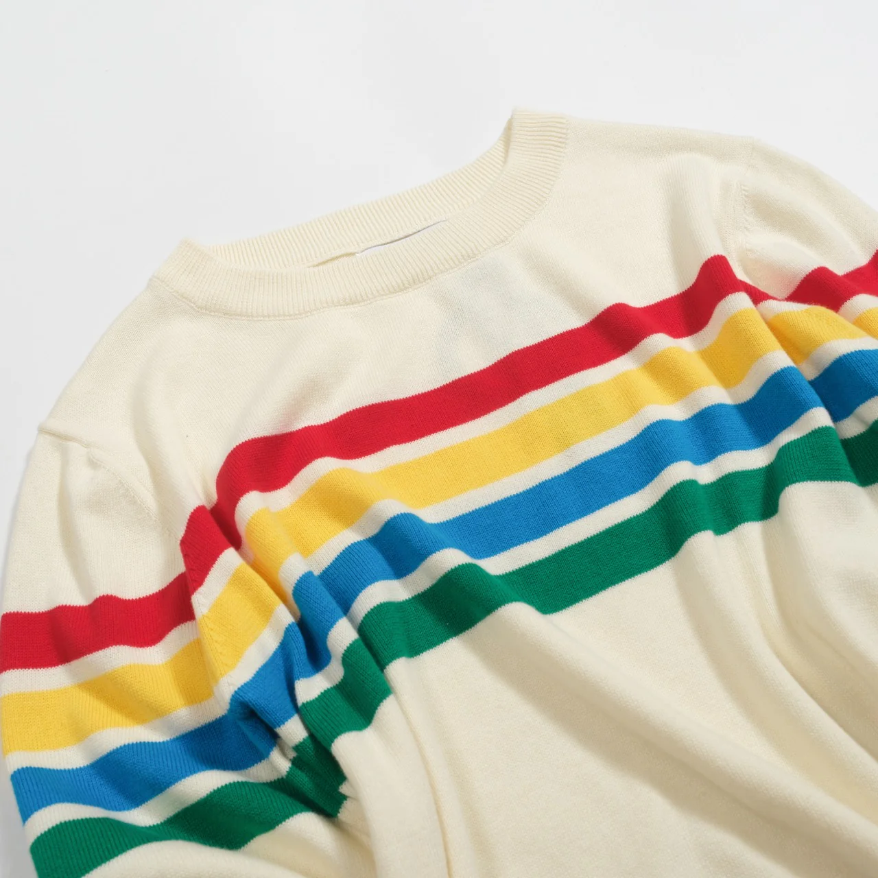 Women cream white striped jacquard knitwear - Image 9