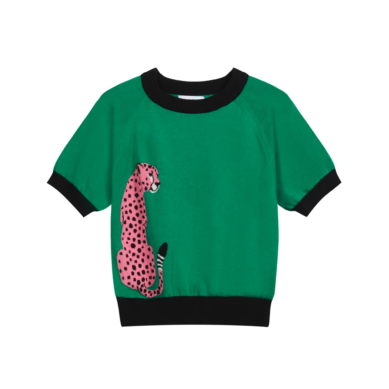Women’s Green Leopard Print Knit Set with Pink Leopard Graphic - Image 3