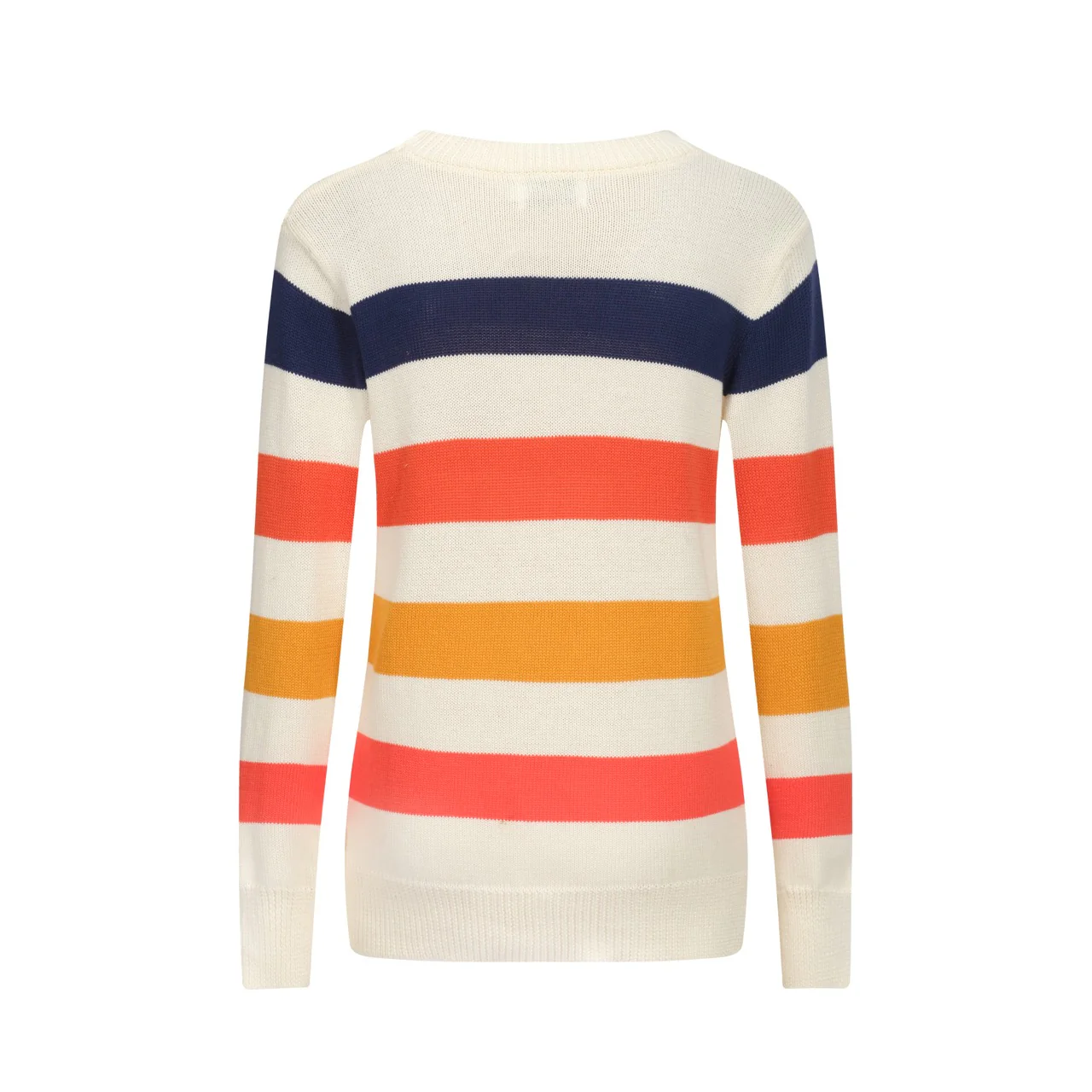Women retro cream white twisted knit jacquard knitwear - Image 3