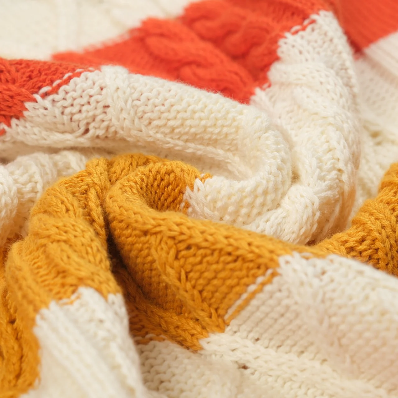 Women retro cream white twisted knit jacquard knitwear - Image 8