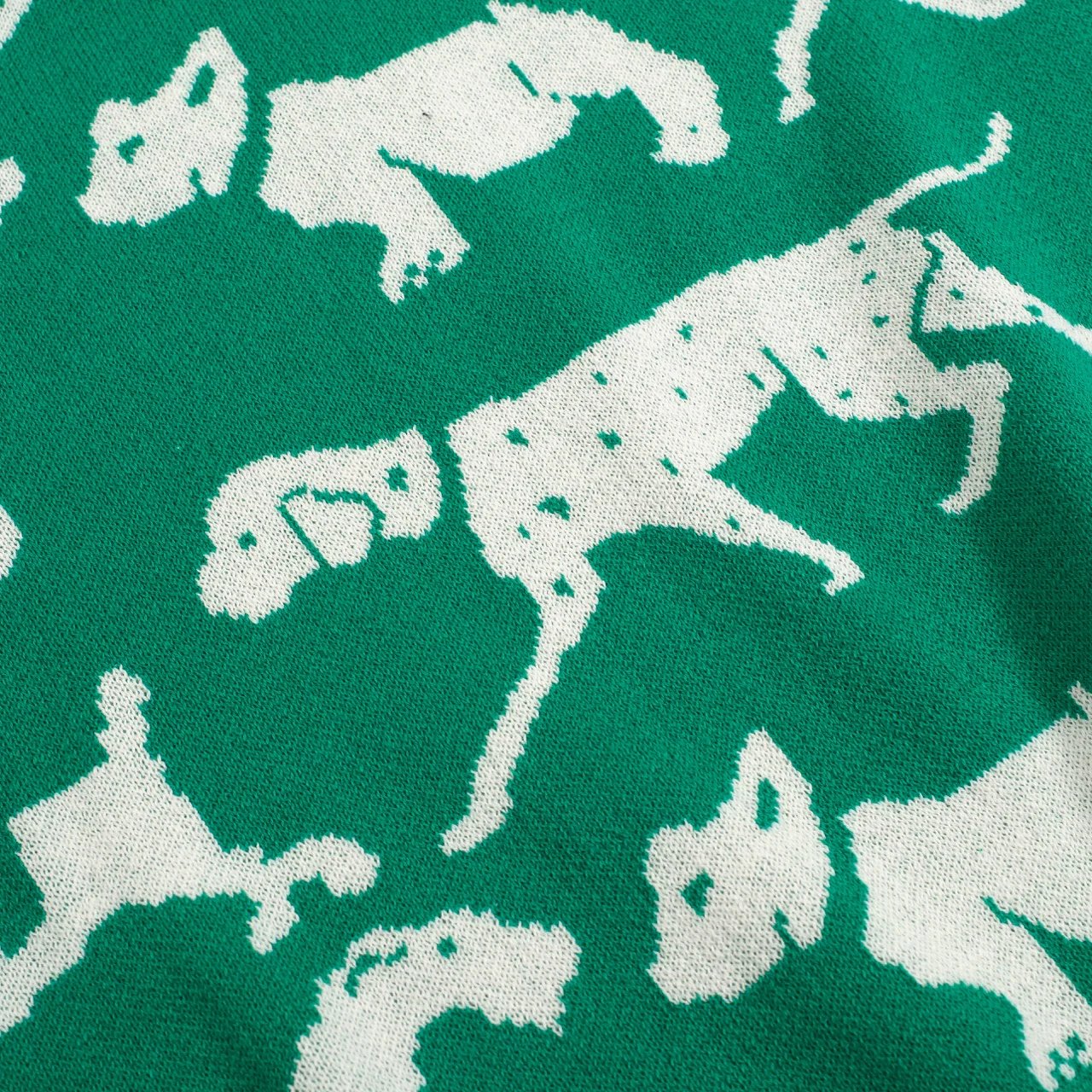Women's Retro Dog Print Knit Tee – Green-Cropped Length - Image 7