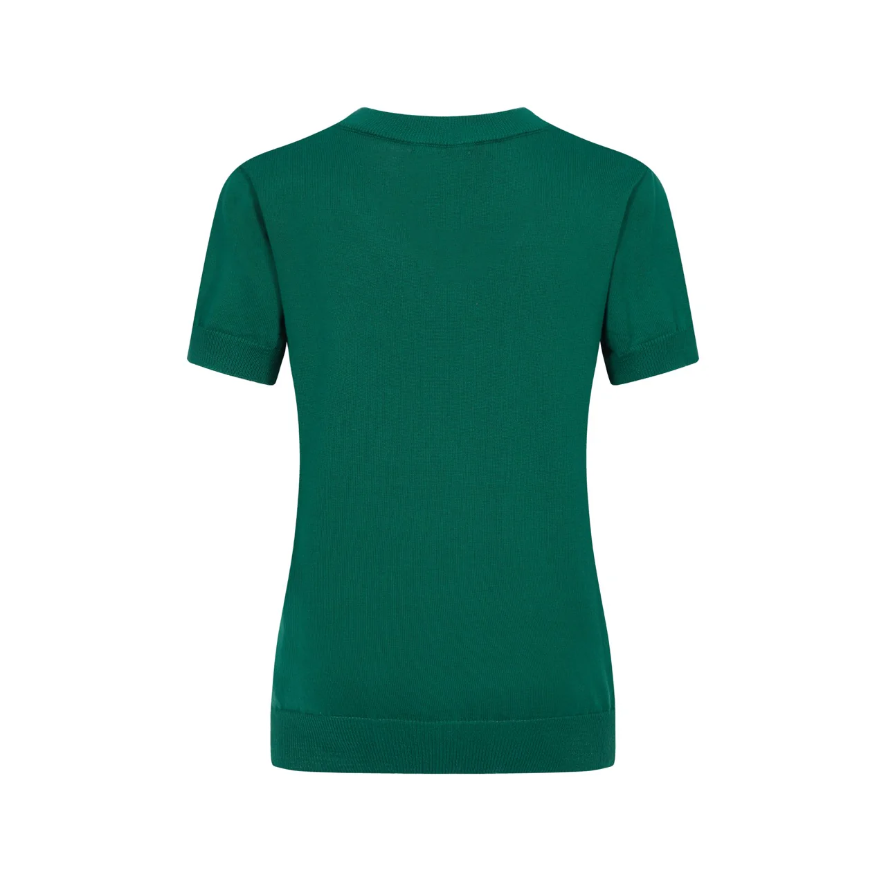 Women’s Vintage animal Knit Tee – Green V-Neck Top with Embroidered Detail - Image 3